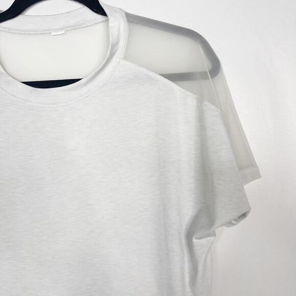 Athleta Small Gray Essence Mesh Wanderlust Hybrid Tee Short Sleeve Crew Neck - Picture 3 of 7